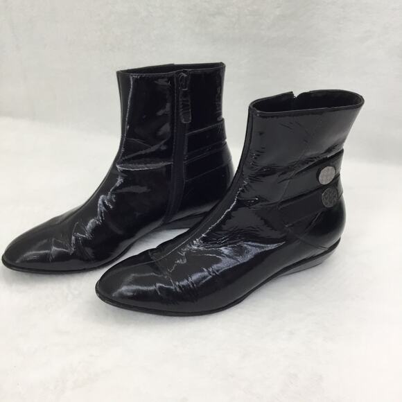COLE HAAN Black Patent Leather Ankle Booties Sz 7 - Picture 3 of 7